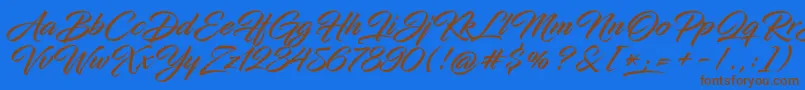 フォントInfiniteStrokeBolderCond – 茶色の文字が青い背景にあります。