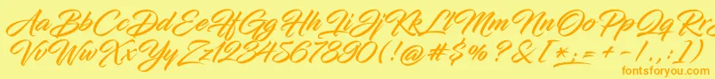 InfiniteStrokeBolderCond Font – Orange Fonts on Yellow Background