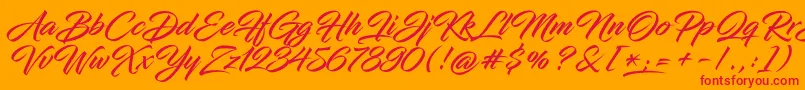 InfiniteStrokeBolderCond Font – Red Fonts on Orange Background