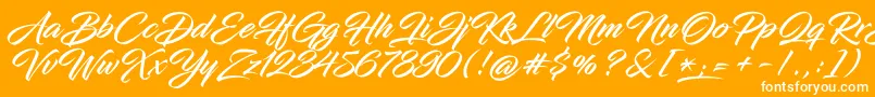 InfiniteStrokeBolderCond-Schriftart – Weiße Schriften auf orangefarbenem Hintergrund