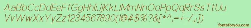 NuorderLightitalic Font – Brown Fonts on Green Background