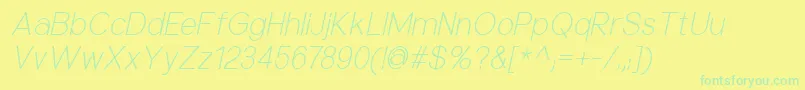 NuorderLightitalic-Schriftart – Grüne Schriften auf gelbem Hintergrund