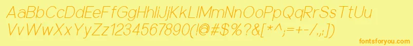 フォントNuorderLightitalic – オレンジの文字が黄色の背景にあります。