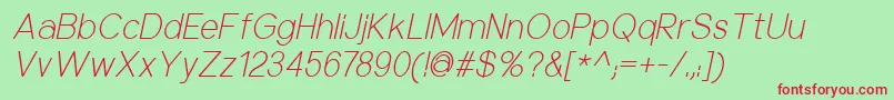NuorderLightitalic Font – Red Fonts on Green Background