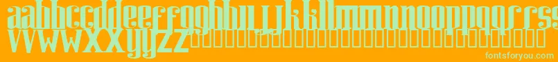 Riweuk-Schriftart – Grüne Schriften auf orangefarbenem Hintergrund
