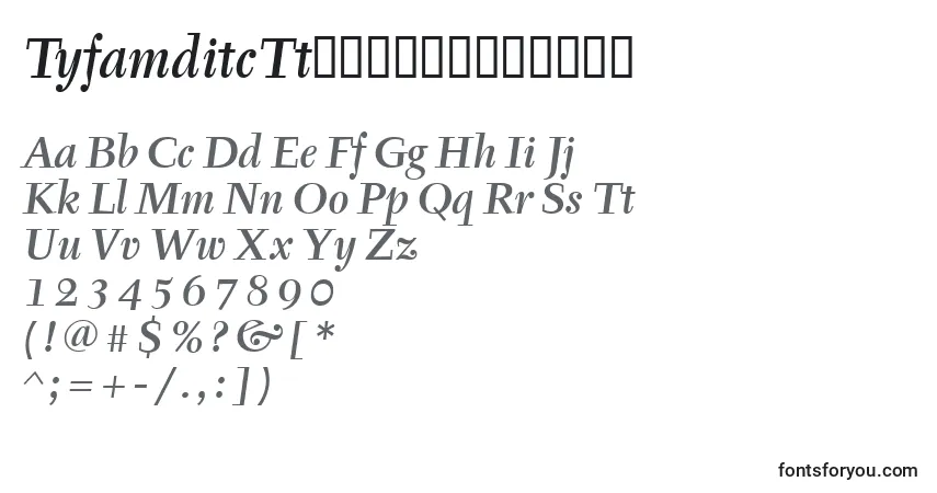 A fonte TyfamditcTtРљСѓСЂСЃРёРІ – alfabeto, números, caracteres especiais
