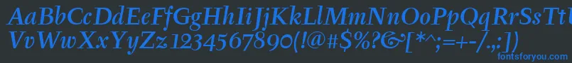 TyfamditcTtРљСѓСЂСЃРёРІ Font – Blue Fonts on Black Background