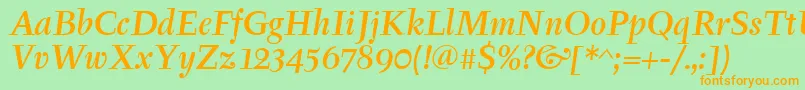 TyfamditcTtРљСѓСЂСЃРёРІ Font – Orange Fonts on Green Background