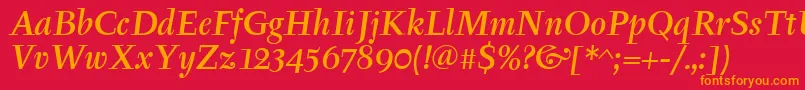 TyfamditcTtРљСѓСЂСЃРёРІ Font – Orange Fonts on Red Background