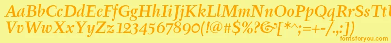 TyfamditcTtРљСѓСЂСЃРёРІ Font – Orange Fonts on Yellow Background