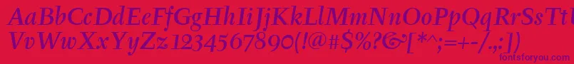 TyfamditcTtРљСѓСЂСЃРёРІ Font – Purple Fonts on Red Background