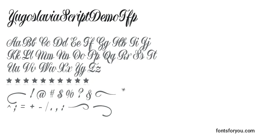 YugoslaviaScriptDemoFfp Font – alphabet, numbers, special characters