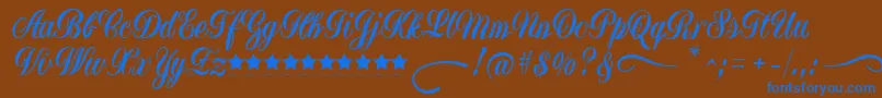 YugoslaviaScriptDemoFfp Font – Blue Fonts on Brown Background