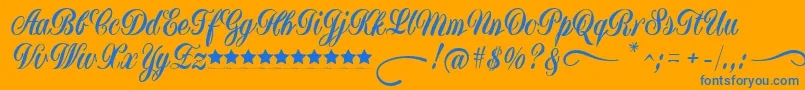 YugoslaviaScriptDemoFfp Font – Blue Fonts on Orange Background