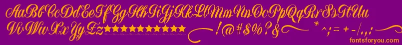 YugoslaviaScriptDemoFfp Font – Orange Fonts on Purple Background