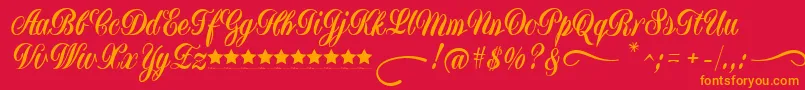 YugoslaviaScriptDemoFfp Font – Orange Fonts on Red Background