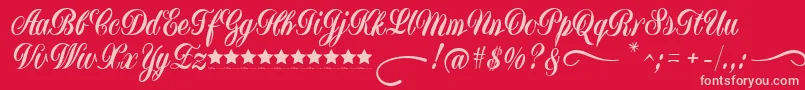 Fonte YugoslaviaScriptDemoFfp – fontes rosa em um fundo vermelho