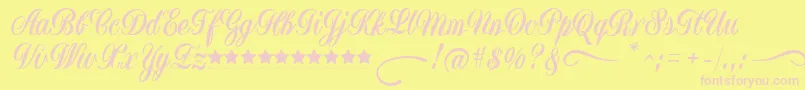 YugoslaviaScriptDemoFfp-Schriftart – Rosa Schriften auf gelbem Hintergrund