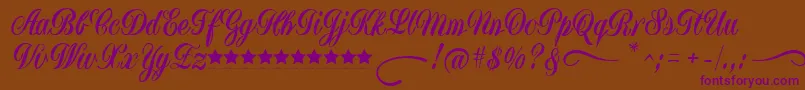 YugoslaviaScriptDemoFfp-Schriftart – Violette Schriften auf braunem Hintergrund