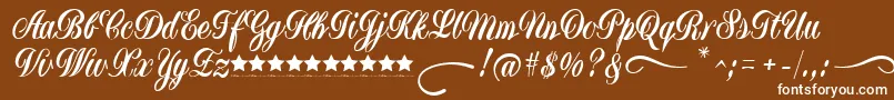 YugoslaviaScriptDemoFfp-Schriftart – Weiße Schriften auf braunem Hintergrund
