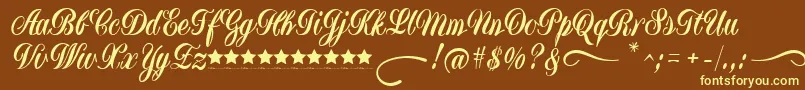 Шрифт YugoslaviaScriptDemoFfp – жёлтые шрифты на коричневом фоне
