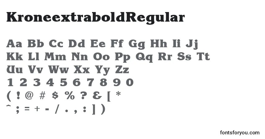 A fonte KroneextraboldRegular – alfabeto, números, caracteres especiais