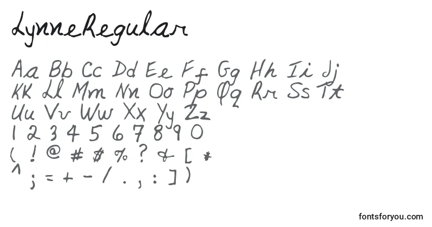 Schriftart LynneRegular – Alphabet, Zahlen, spezielle Symbole