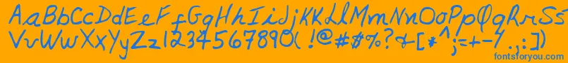 LynneRegular-Schriftart – Blaue Schriften auf orangefarbenem Hintergrund