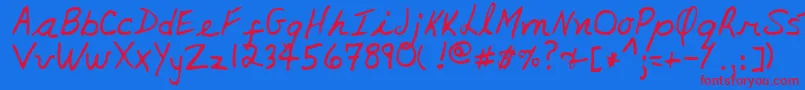 LynneRegular-Schriftart – Rote Schriften auf blauem Hintergrund