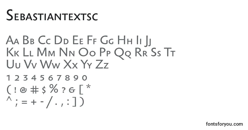 Czcionka Sebastiantextsc – alfabet, cyfry, specjalne znaki