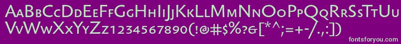 Sebastiantextsc-Schriftart – Grüne Schriften auf violettem Hintergrund