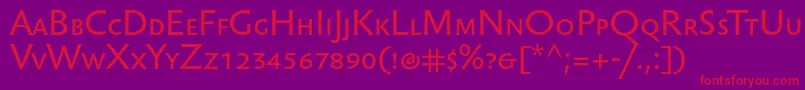 フォントSebastiantextsc – 紫の背景に赤い文字