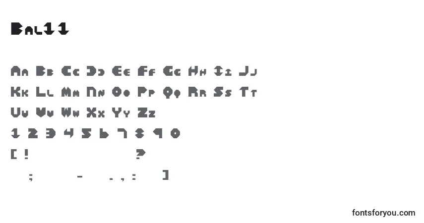 Czcionka Bal11 – alfabet, cyfry, specjalne znaki
