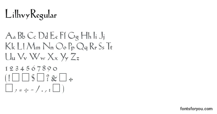 Schriftart LilhvyRegular – Alphabet, Zahlen, spezielle Symbole