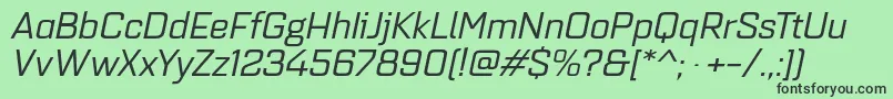 Quarcaextregularitalic-fontti – mustat fontit vihreällä taustalla