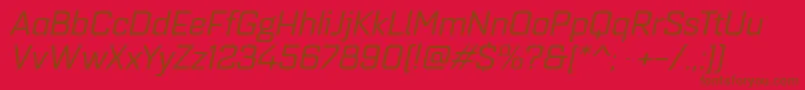 Quarcaextregularitalic-Schriftart – Braune Schriften auf rotem Hintergrund