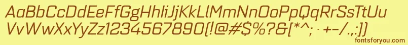 Quarcaextregularitalic-Schriftart – Braune Schriften auf gelbem Hintergrund