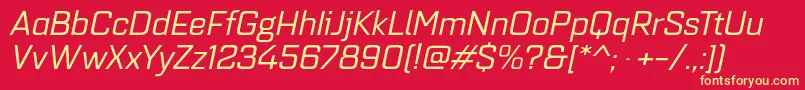 Quarcaextregularitalic Font – Yellow Fonts on Red Background
