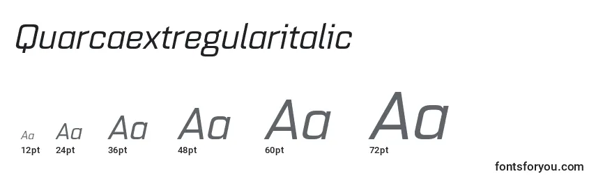 Размеры шрифта Quarcaextregularitalic