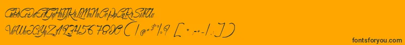 OrnamentOfArchaeological-Schriftart – Schwarze Schriften auf orangefarbenem Hintergrund