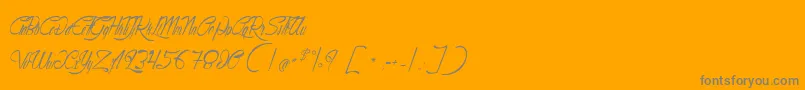 OrnamentOfArchaeological-Schriftart – Graue Schriften auf orangefarbenem Hintergrund