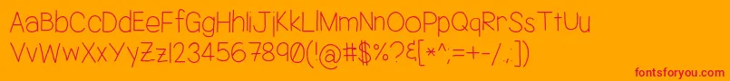 フォントJacquelynshand – オレンジの背景に赤い文字