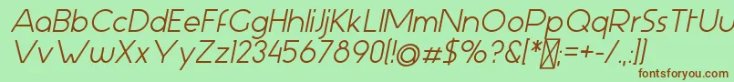 AspergitBoldItalic-Schriftart – Braune Schriften auf grünem Hintergrund