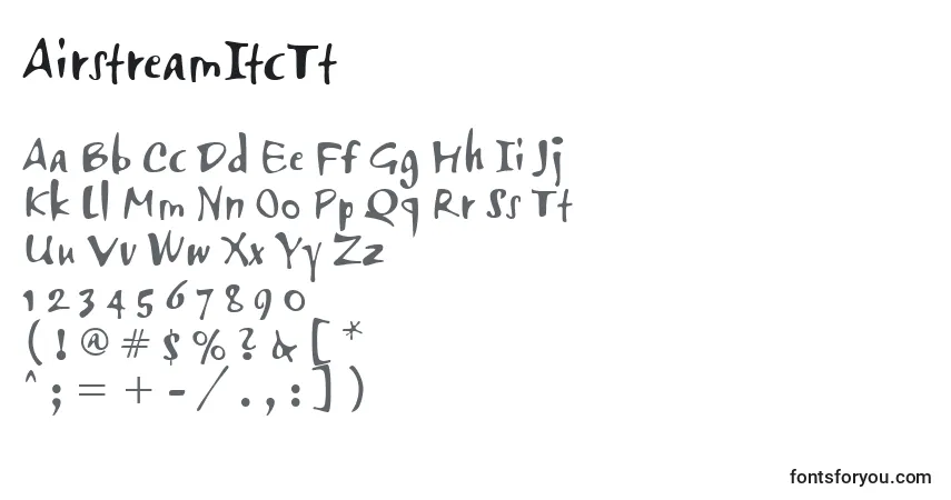 Czcionka AirstreamItcTt – alfabet, cyfry, specjalne znaki