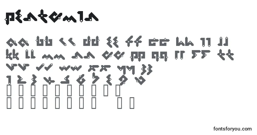 Schriftart Pentomin – Alphabet, Zahlen, spezielle Symbole