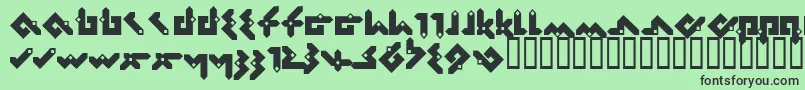 フォントPentomin – 緑の背景に黒い文字