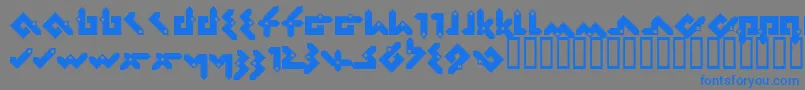 Pentomin Font – Blue Fonts on Gray Background