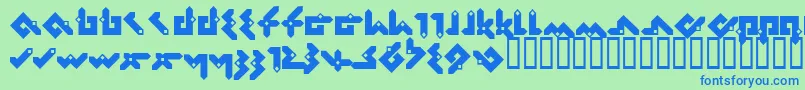 フォントPentomin – 青い文字は緑の背景です。