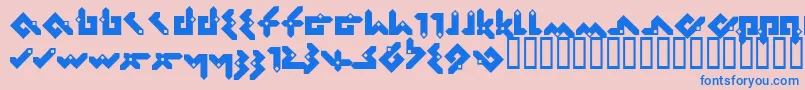 Pentomin Font – Blue Fonts on Pink Background