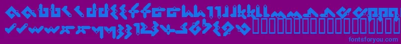 Pentomin Font – Blue Fonts on Purple Background